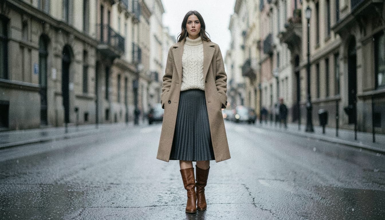 Falda midi en invierno: cómo llevarla con frío